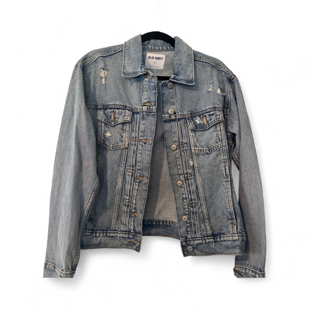 NWOT Old Navy Light Blue Denim Distressed Jacket